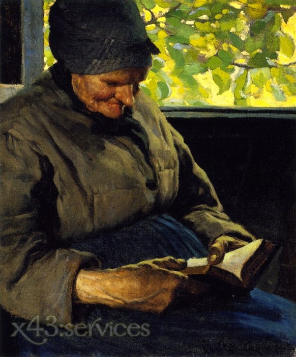 Clarence Gagnon - Alte Frau lesend - Old Woman Reading